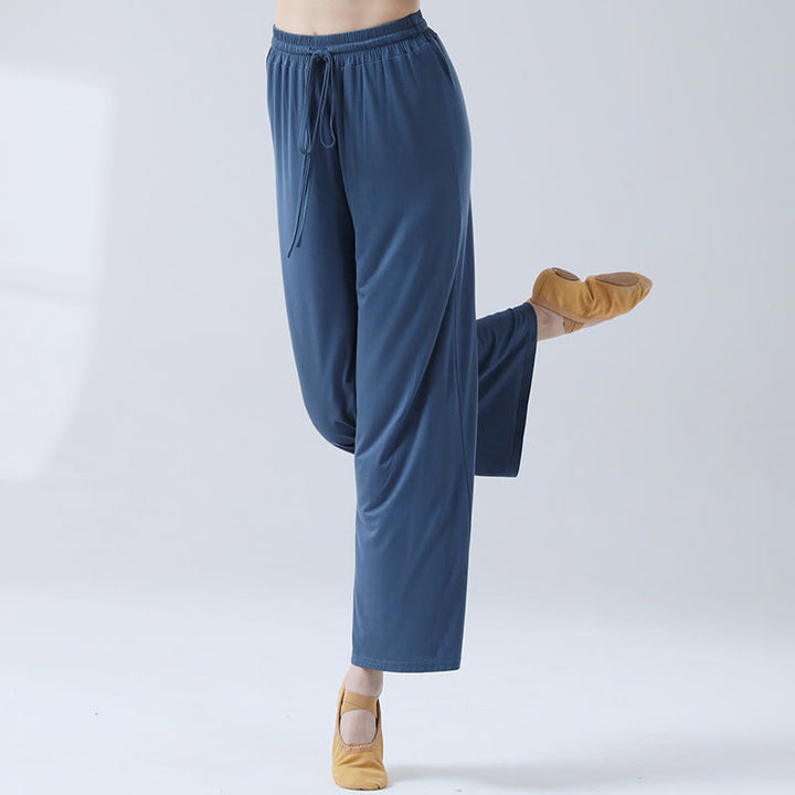 Pantalon ample à jambes larges avec cordon de serrage en modal Buddha Stones pour le yoga et la danse - Bleu royal - US12，UK/AU16，EU44 (3XL) - image 19