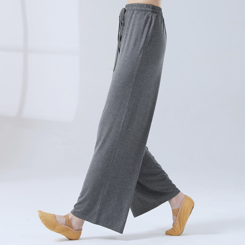 Pantalon ample à jambes larges avec cordon de serrage en modal Buddha Stones pour le yoga et la danse - Gris - US12，UK/AU16，EU44 (3XL) - image 21