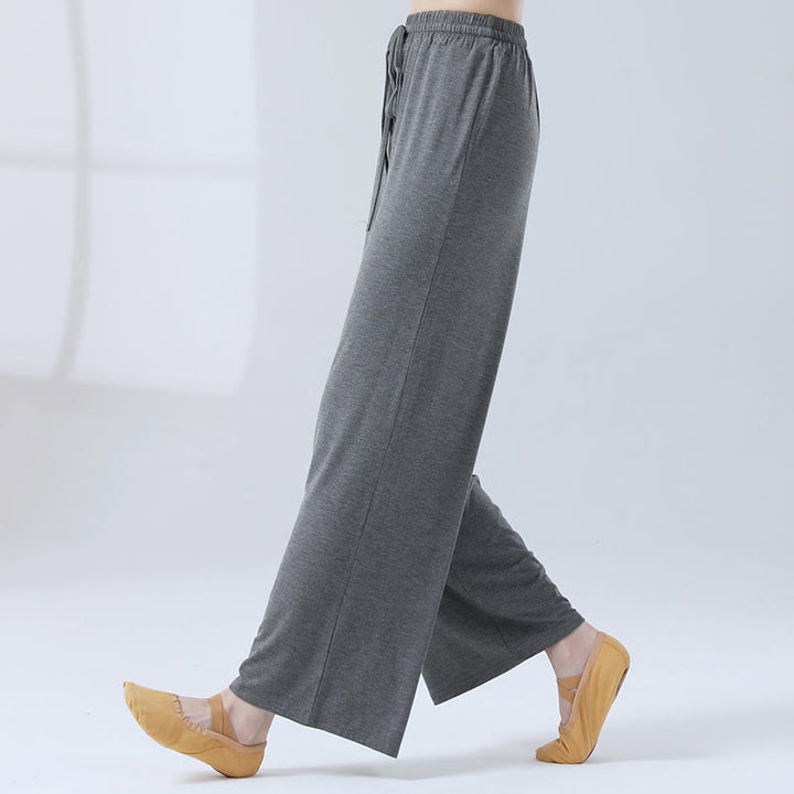 Pantalon ample à jambes larges avec cordon de serrage en modal Buddha Stones pour le yoga et la danse - Gris - US12，UK/AU16，EU44 (3XL) - image 21