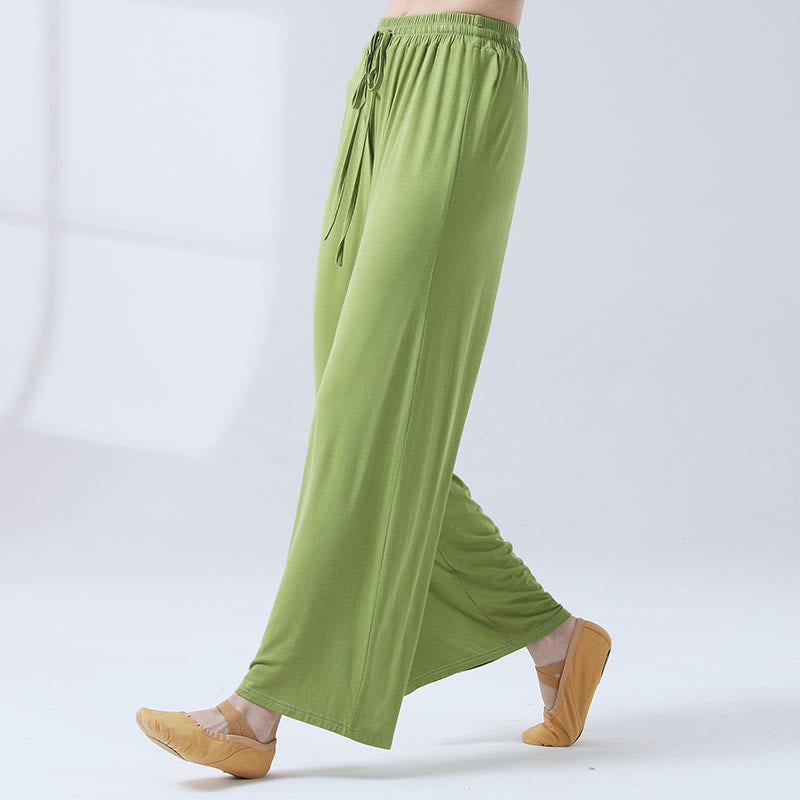 Pantalon ample à jambes larges avec cordon de serrage en modal Buddha Stones pour le yoga et la danse - Vert - US12，UK/AU16，EU44 (3XL) - image 17