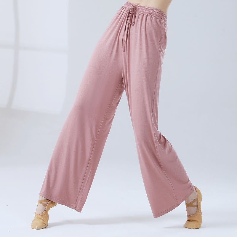 Pantalon ample à jambes larges avec cordon de serrage en modal Buddha Stones pour le yoga et la danse - Rose corail - US12，UK/AU16，EU44 (3XL) - image 24