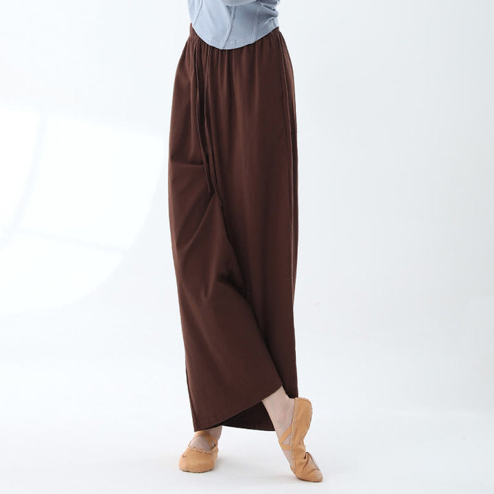 Pantalon ample en Buddha Stones avec cordon de serrage et poches pour yoga et danse - Brun - US6，UK/AU10，EU38 (XL) - image 8