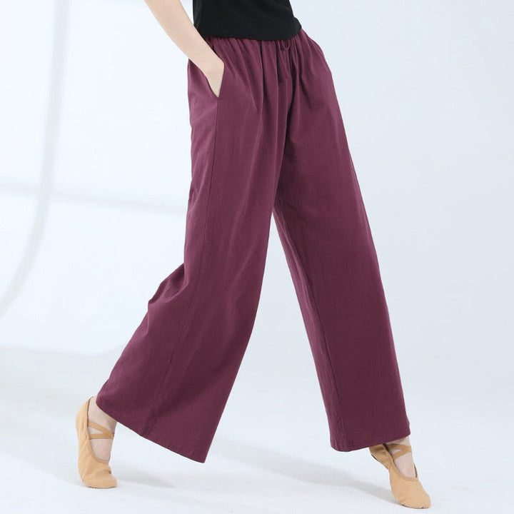 Pantalon ample en Buddha Stones avec cordon de serrage et poches pour yoga et danse - Bourgogne - US6，UK/AU10，EU38 (XL) - image 25