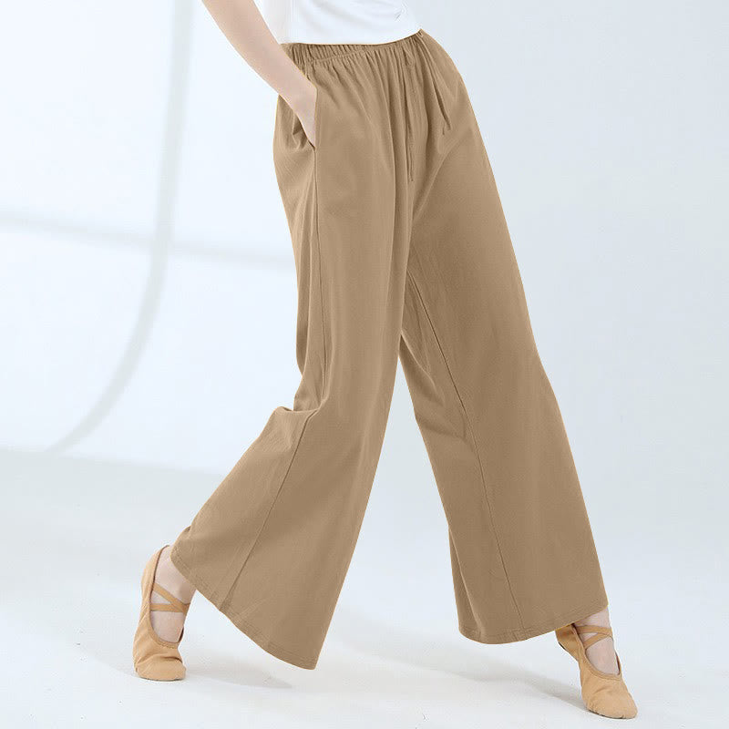 Pantalon ample en Buddha Stones avec cordon de serrage et poches pour yoga et danse - Brun clair - US6，UK/AU10，EU38 (XL) - image 38