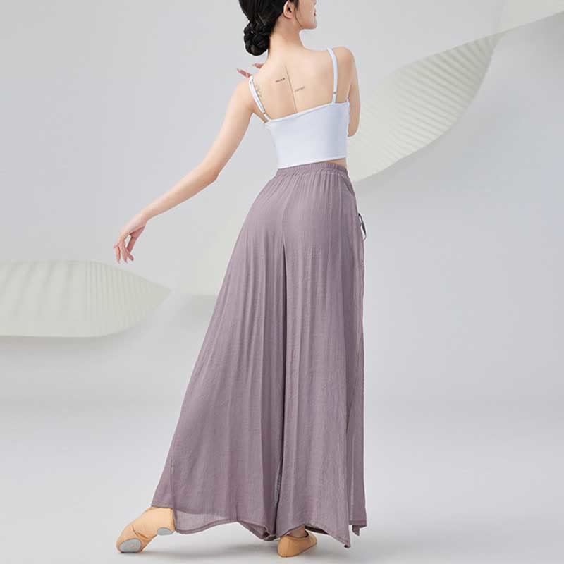 Pantalon ample en coton et lin de couleur unie avec Buddha Stones pour le yoga et la danse classique - image 4