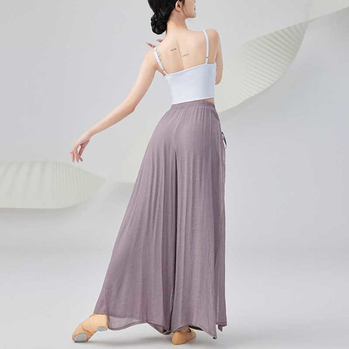 Pantalon ample en coton et lin de couleur unie avec Buddha Stones pour le yoga et la danse classique - image 4