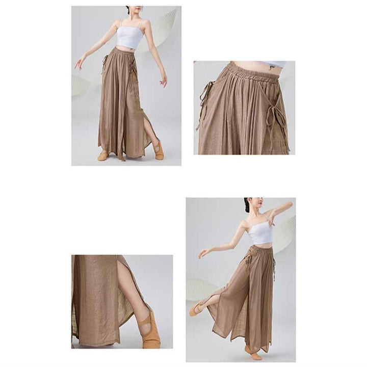 Pantalon ample en coton et lin de couleur unie avec Buddha Stones pour le yoga et la danse classique - image 13