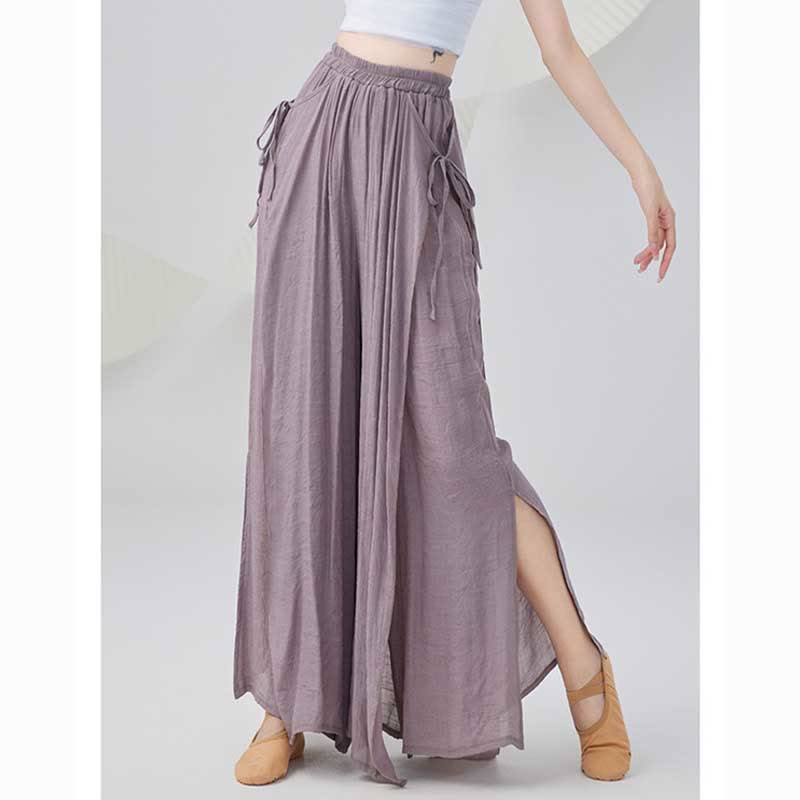 Pantalon ample en coton et lin de couleur unie avec Buddha Stones pour le yoga et la danse classique - image 1