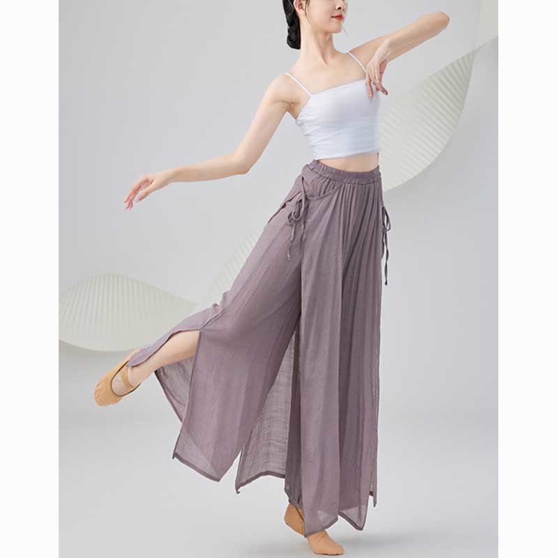 Pantalon ample en coton et lin de couleur unie avec Buddha Stones pour le yoga et la danse classique - image 2