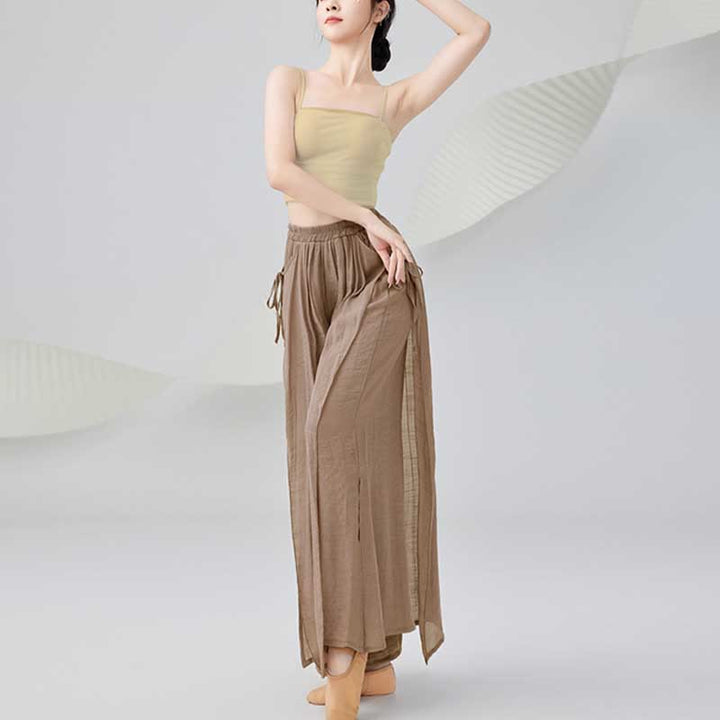 Pantalon ample en coton et lin de couleur unie avec Buddha Stones pour le yoga et la danse classique - image 11