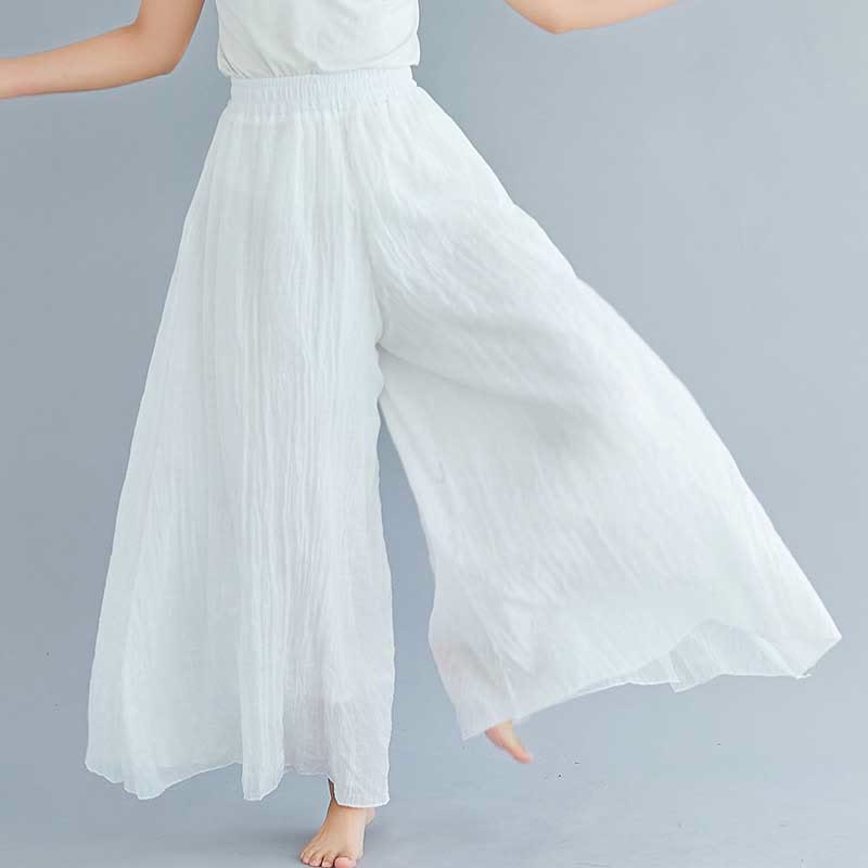 Pantalon large décontracté en coton et lin pour femme avec Buddha Stones pour le yoga et la danse