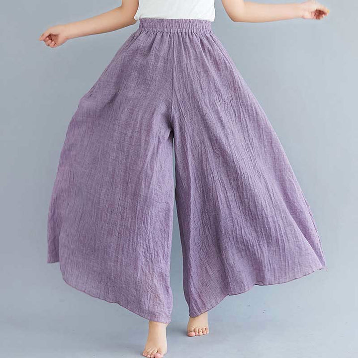 Pantalon large décontracté en coton et lin pour femme avec Buddha Stones pour le yoga et la danse