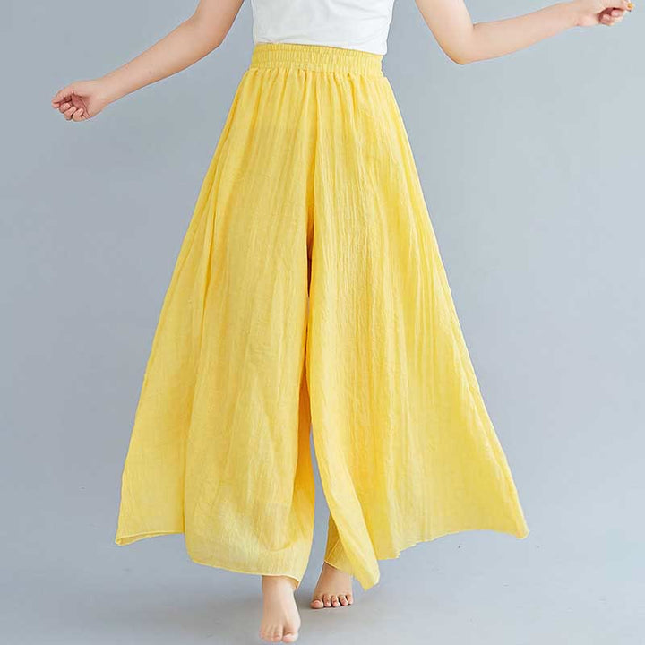Pantalon large décontracté en coton et lin pour femme avec Buddha Stones pour le yoga et la danse