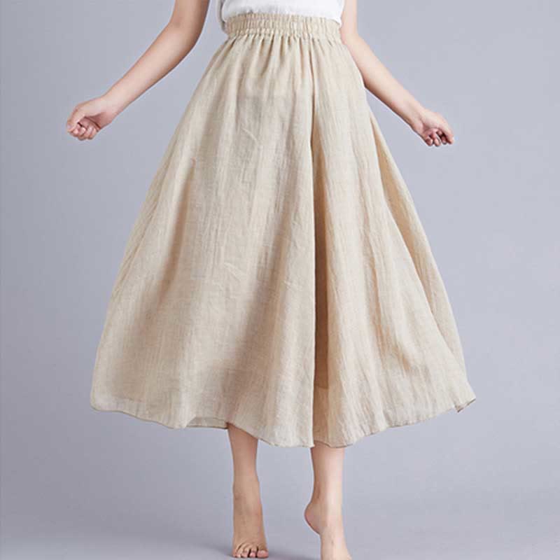 Pantalon large décontracté en coton et lin pour femme avec Buddha Stones pour le yoga et la danse - Abricot - US2，UK/AU6，EU34 (M) - image 29