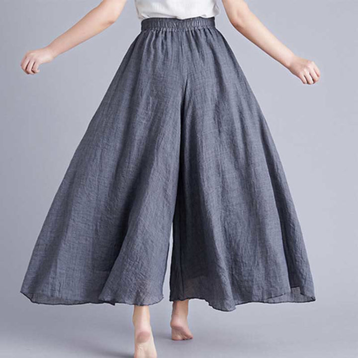Pantalon large décontracté en coton et lin pour femme avec Buddha Stones pour le yoga et la danse