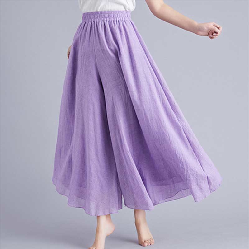 Pantalon large décontracté en coton et lin pour femme avec Buddha Stones pour le yoga et la danse