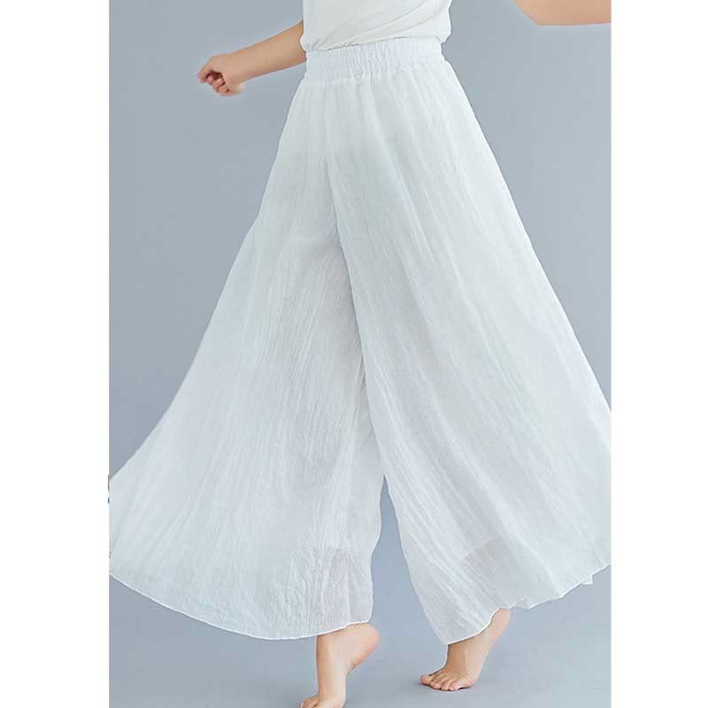 Pantalon large décontracté en coton et lin pour femme avec Buddha Stones pour le yoga et la danse