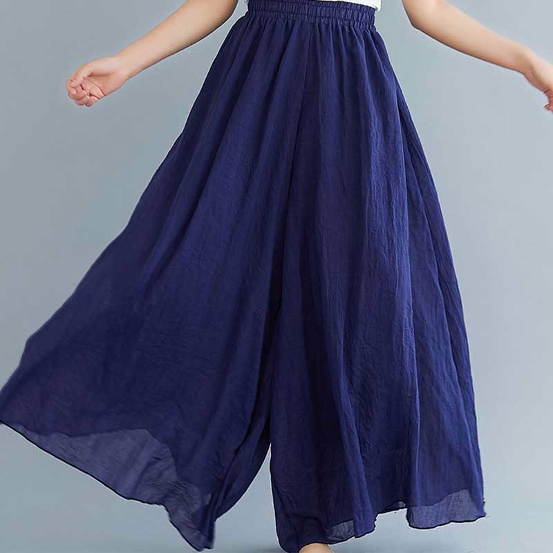 Pantalon large décontracté en coton et lin pour femme avec Buddha Stones pour le yoga et la danse