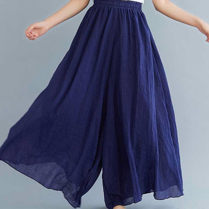 Pantalon large décontracté en coton et lin pour femme avec Buddha Stones pour le yoga et la danse