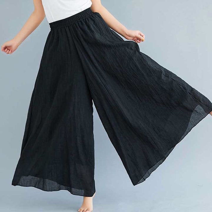 Pantalon large décontracté en coton et lin pour femme avec Buddha Stones pour le yoga et la danse