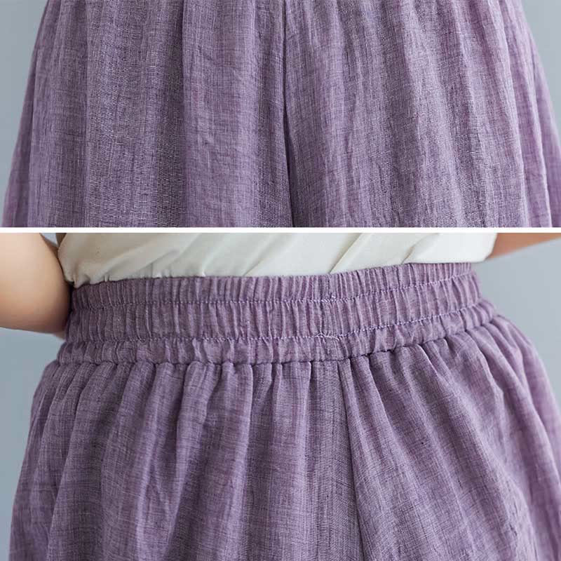 Pantalon large décontracté en coton et lin pour femme avec Buddha Stones pour le yoga et la danse