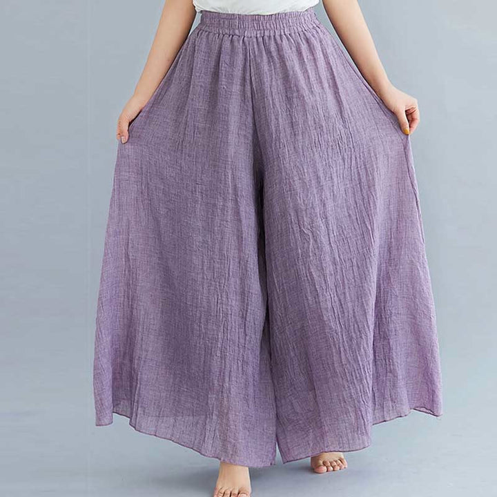 Pantalon large décontracté en coton et lin pour femme avec Buddha Stones pour le yoga et la danse