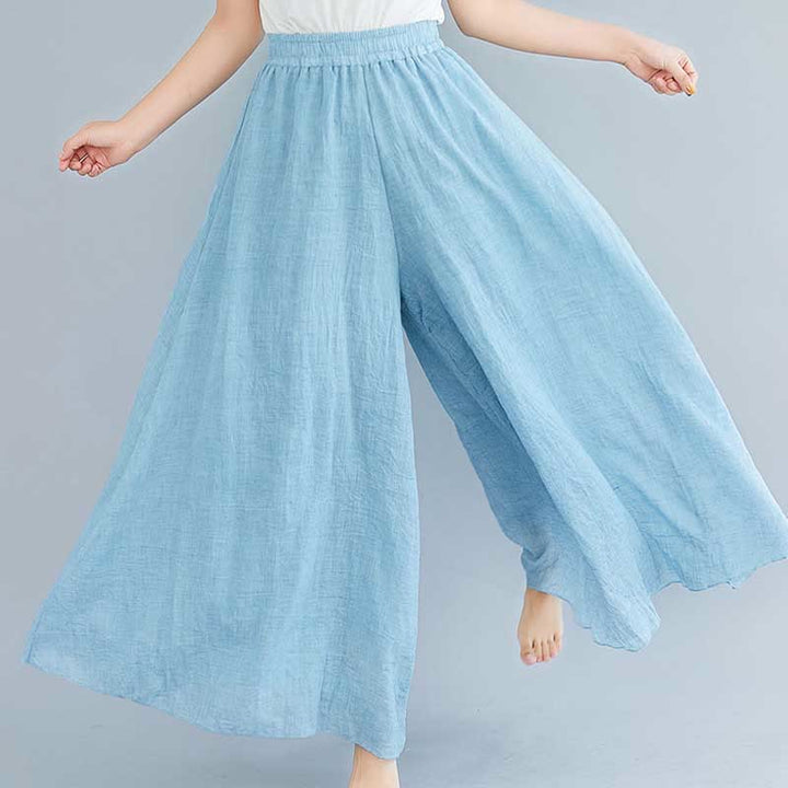Pantalon large décontracté en coton et lin pour femme avec Buddha Stones pour le yoga et la danse