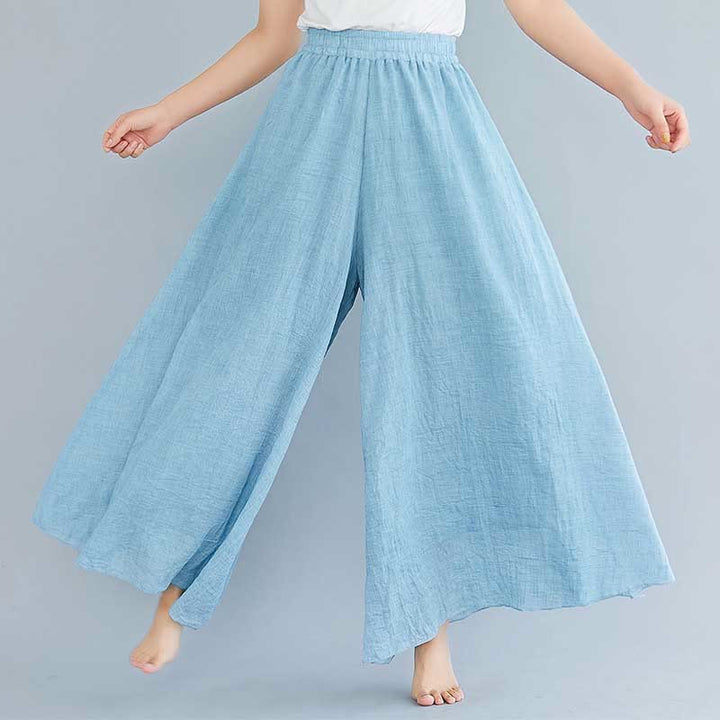 Pantalon large décontracté en coton et lin pour femme avec Buddha Stones pour le yoga et la danse