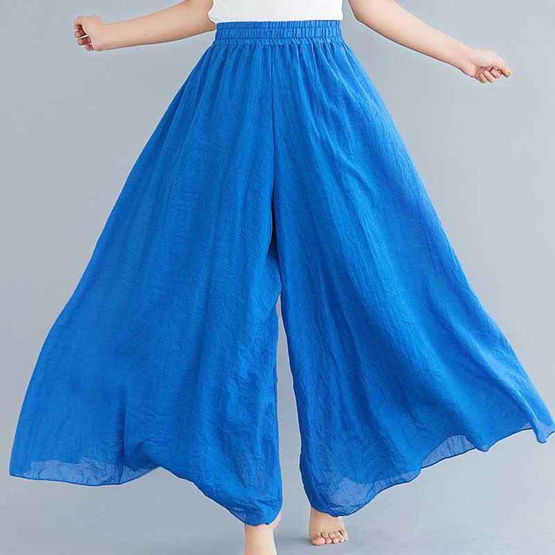Pantalon large décontracté en coton et lin pour femme avec Buddha Stones pour le yoga et la danse