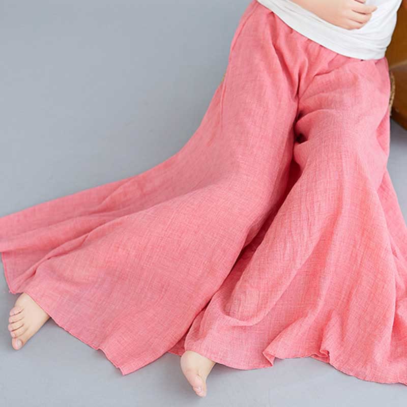 Pantalon large décontracté en coton et lin pour femme avec Buddha Stones pour le yoga et la danse