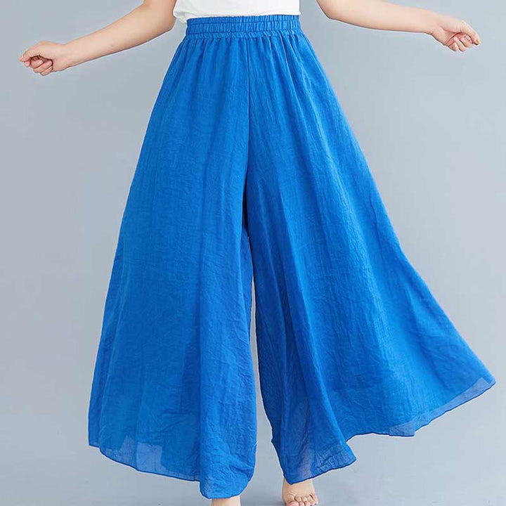Pantalon large décontracté en coton et lin pour femme avec Buddha Stones pour le yoga et la danse