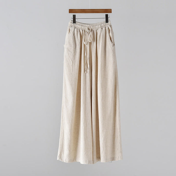 Pantalon ample en coton et lin avec cordon de serrage et poches Buddha Stones