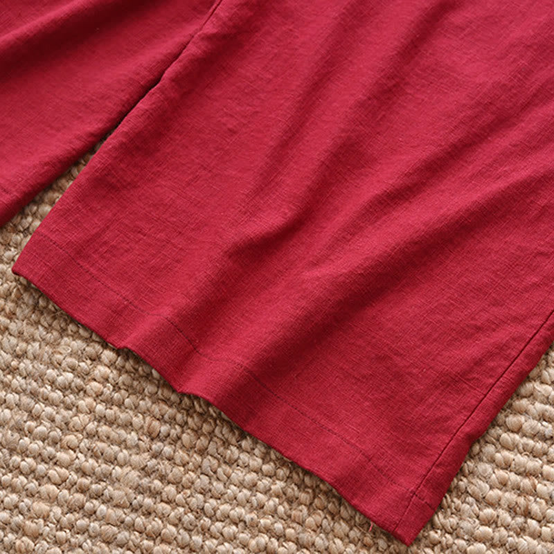 Pantalon ample en coton et lin avec cordon de serrage et poches Buddha Stones