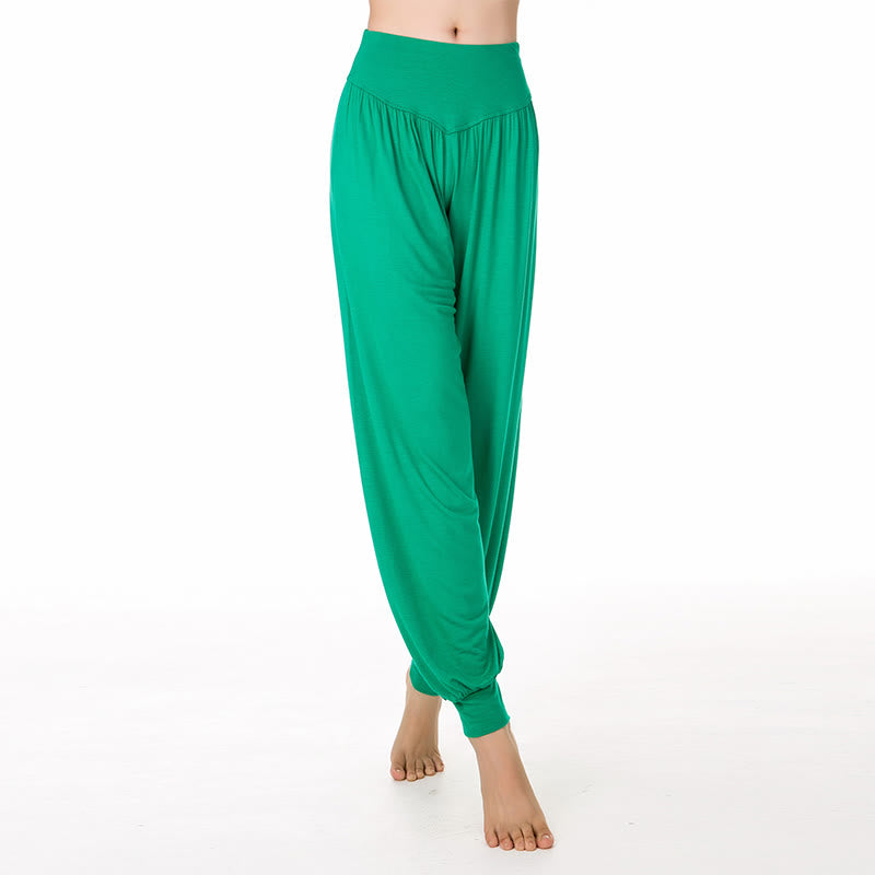 Pantalon sarouel long en modal de couleur unie avec Buddha Stones - Vert - US14，UK/AU18，EU46 (3XL) - image 32