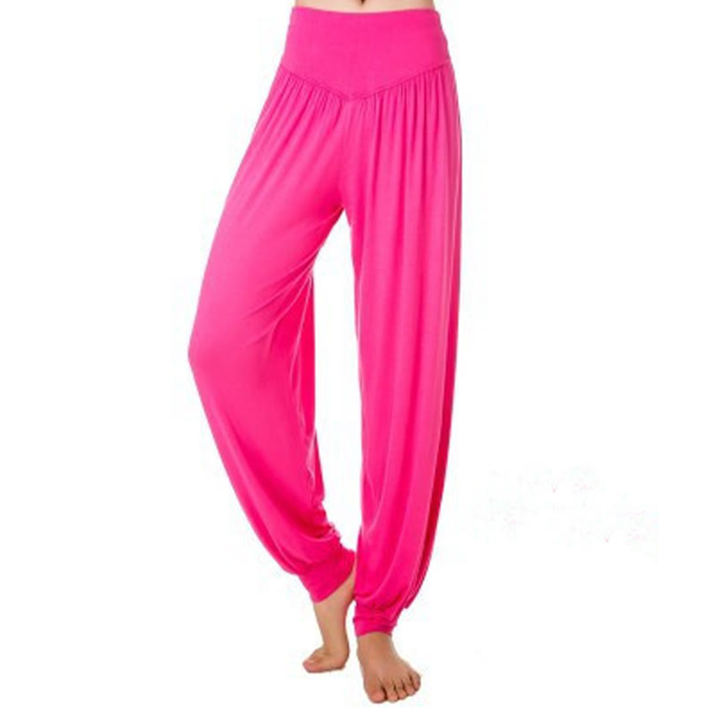 Pantalon de yoga long harem uni couleur Buddha Stones - Rose rouge - US14，UK/AU18，EU46 (3XL) - image 19