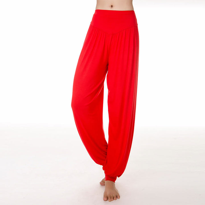 Pantalon de yoga long harem uni couleur Buddha Stones - Rouge - US14，UK/AU18，EU46 (3XL) - image 25