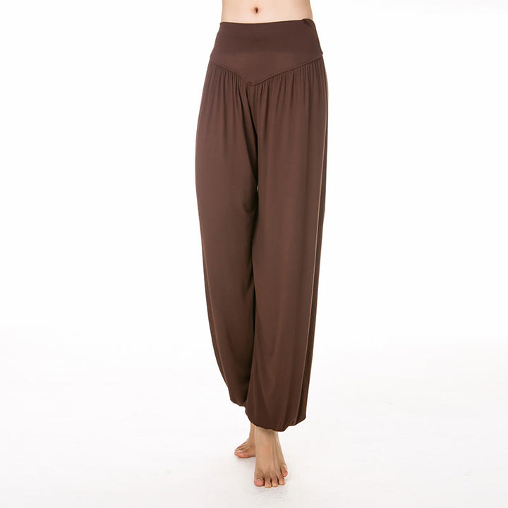 Pantalon sarouel long en modal de couleur unie avec Buddha Stones - Brun - US14，UK/AU18，EU46 (3XL) - image 36