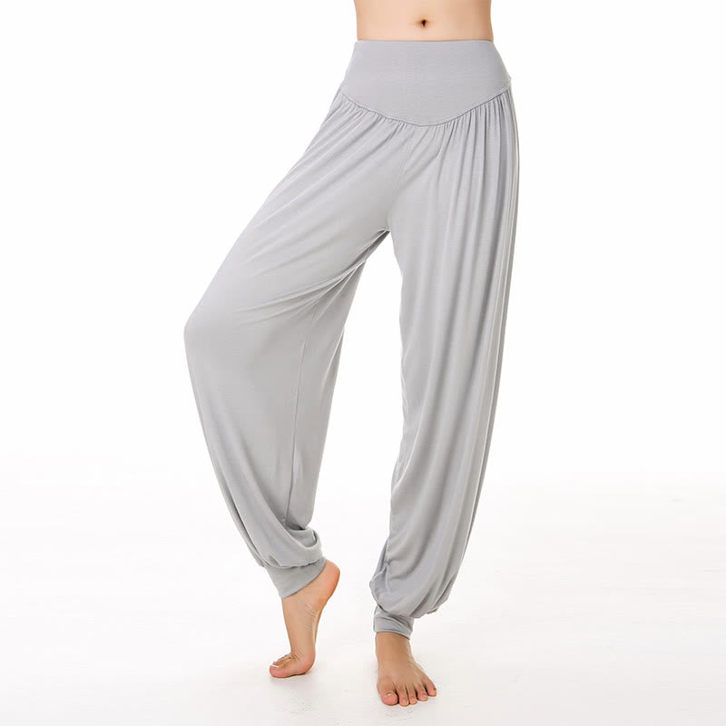 Pantalon sarouel long en modal de couleur unie avec Buddha Stones - Gris - US14，UK/AU18，EU46 (3XL) - image 9