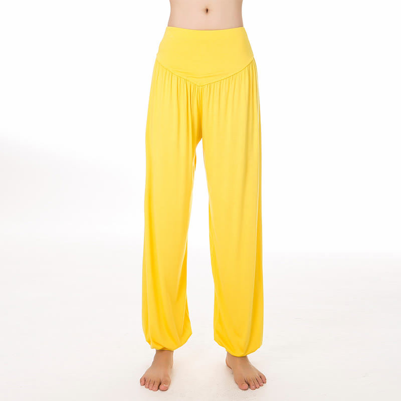 Pantalon sarouel long en modal de couleur unie avec Buddha Stones - Jaune - US14，UK/AU18，EU46 (3XL) - image 48