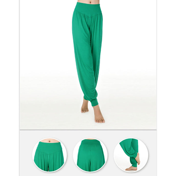 Pantalon sarouel long en modal de couleur unie avec Buddha Stones - image 35