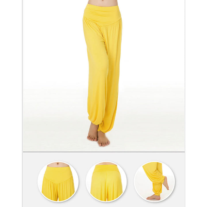 Pantalon sarouel long en modal de couleur unie avec Buddha Stones - image 51