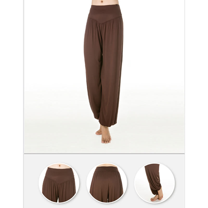 Pantalon sarouel long en modal de couleur unie avec Buddha Stones - image 39