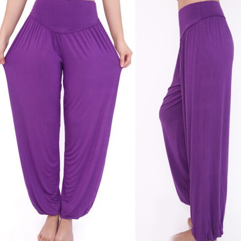 Pantalon sarouel long en modal de couleur unie avec Buddha Stones - image 3