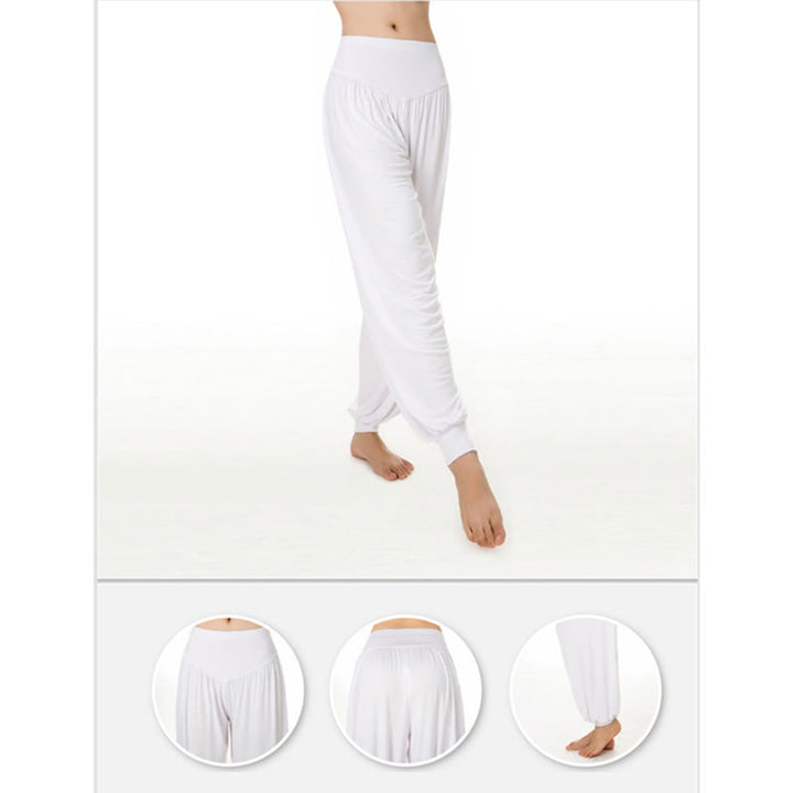 Pantalon sarouel long en modal de couleur unie avec Buddha Stones - image 47