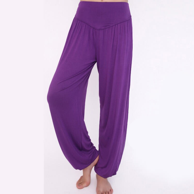 Pantalon sarouel long en modal de couleur unie avec Buddha Stones - image 2