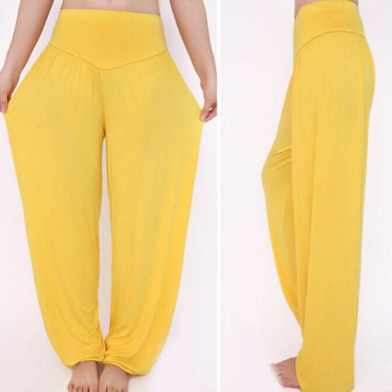 Pantalon sarouel long en modal de couleur unie avec Buddha Stones - image 50