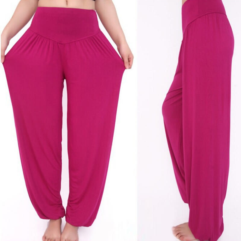 Pantalon sarouel long en modal de couleur unie avec Buddha Stones - image 54