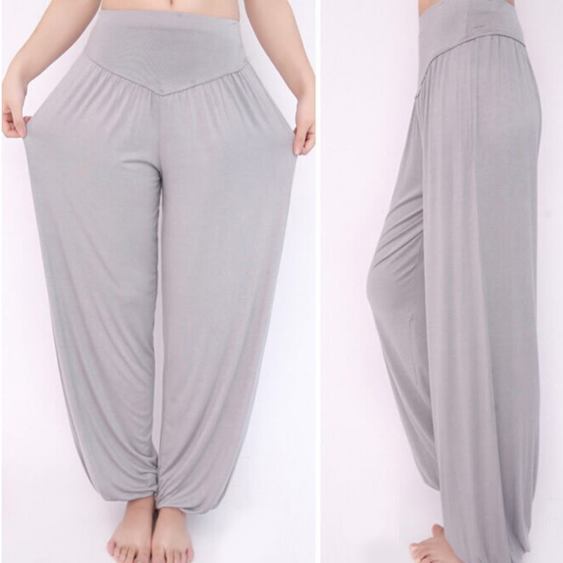 Pantalon sarouel long en modal de couleur unie avec Buddha Stones - image 11