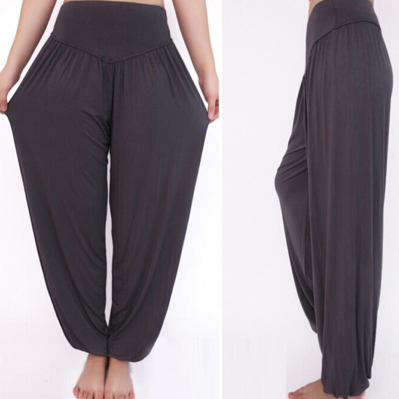 Pantalon sarouel long en modal de couleur unie avec Buddha Stones - image 24