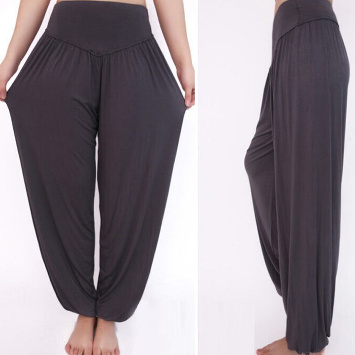 Pantalon sarouel long en modal de couleur unie avec Buddha Stones - image 24